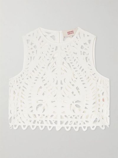EMPORIO SIRENUSE Ada Brisé cropped embroidered cotton top