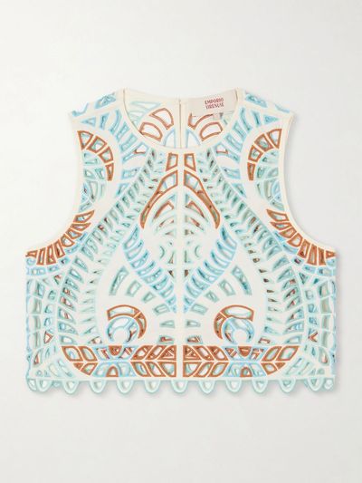 EMPORIO SIRENUSE Ada Brisé Mare broderie anglaise cotton top