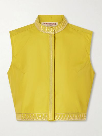 EMPORIO SIRENUSE Andorra Papyrus embroidered cotton-blend top