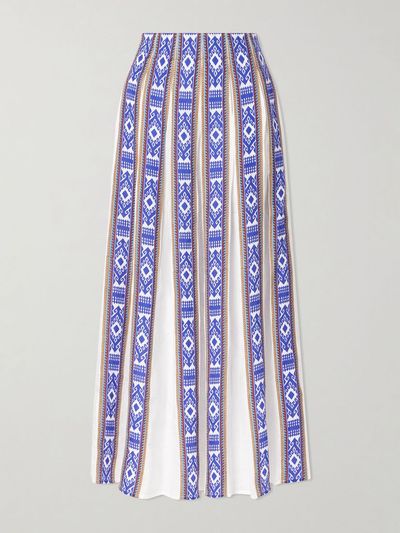 EMPORIO SIRENUSE Aurelia pleated printed linen midi skirt