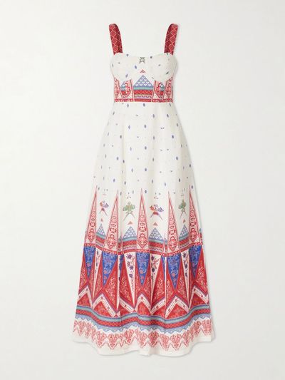 EMPORIO SIRENUSE Azzurra printed linen maxi dress
