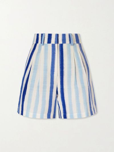 EMPORIO SIRENUSE Beatrice Ikat striped cotton shorts