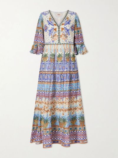 EMPORIO SIRENUSE Bella pleated printed cotton maxi dress