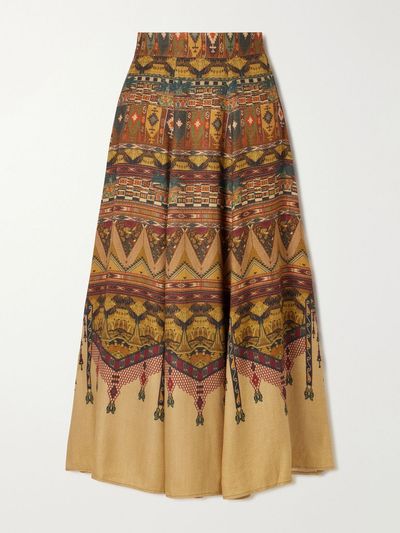 EMPORIO SIRENUSE Kendal Desert printed woven silk-blend maxi skirt