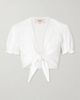 EMPORIO SIRENUSE Poppy knotted linen cropped top - 1