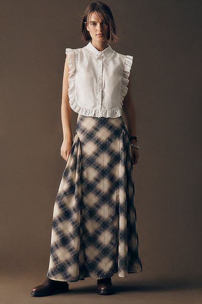 En Elly Plaid Maxi Skirt