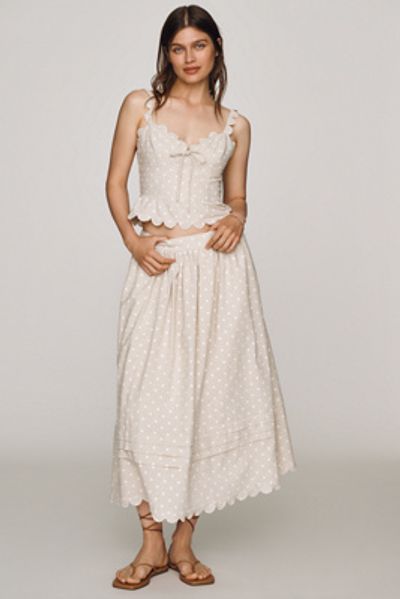 En Saison Elise Embroidered Midi Skirt
