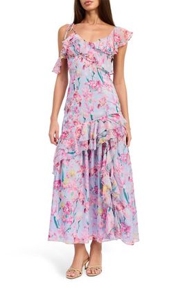 reagan floral embroidered cotton dress LONG SLEEVE V-NECK MIDI DRESS – Maggy London main image 0