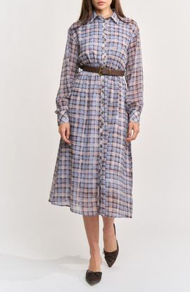 En Saison En Saison Briar Plaid Ruffle Long Sleeve Shirtdress