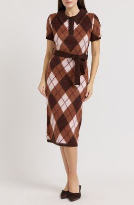 En Saison En Saison Brooke Tie Waist Midi Sweater Dress