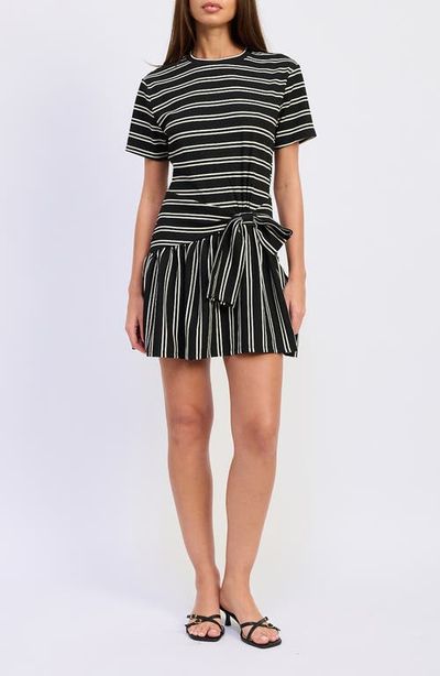 En Saison En Saison Cara Stripe Jersey Minidress