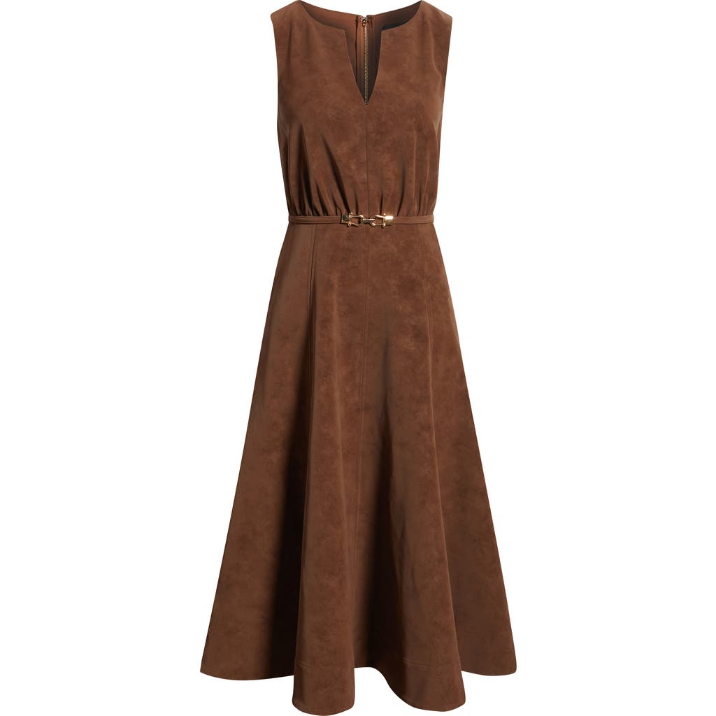 En Saison En Saison Eloise Belted Faux Suede Midi Dress