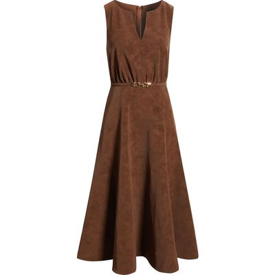 En Saison En Saison Eloise Belted Faux Suede Midi Dress