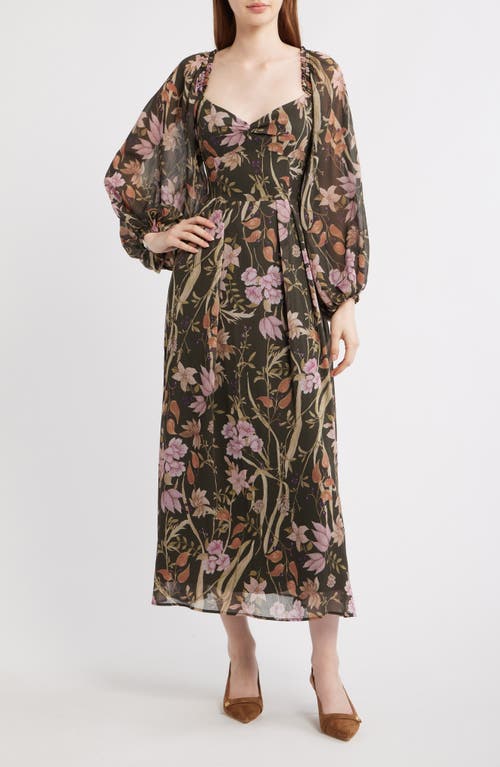 En Saison En Saison Floral Long Sleeve Chiffon Dress