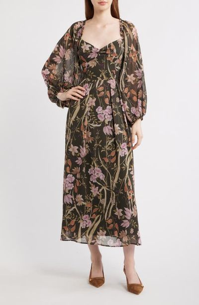 En Saison En Saison Floral Long Sleeve Chiffon Dress