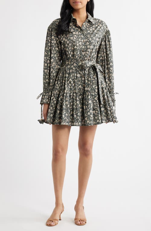 En Saison En Saison Floral Print Long Sleeve Cotton Shirtdress