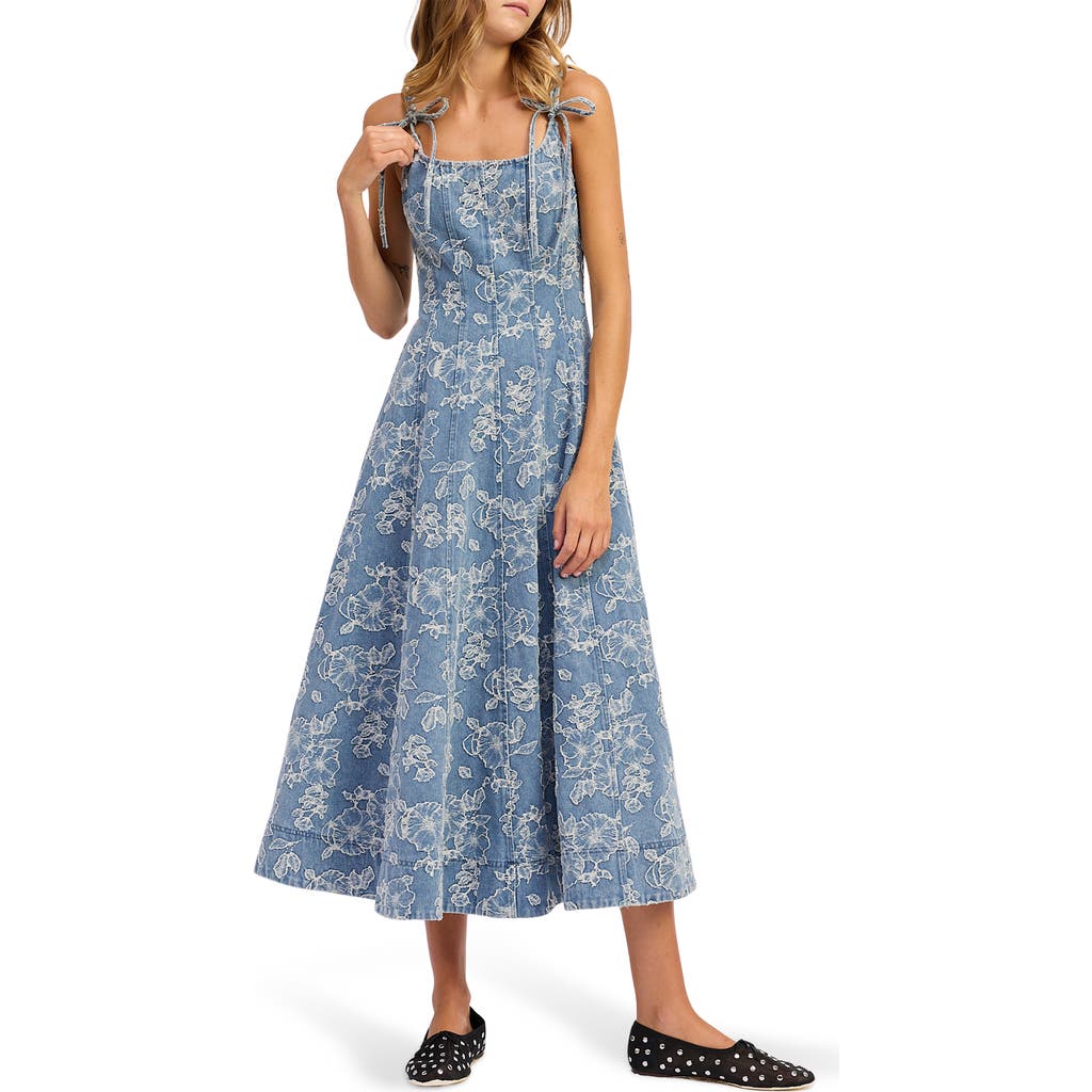 En Saison En Saison Opal Embroidered Floral Denim Midi Dress