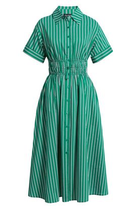 En Saison En Saison Stripe Drawcord Waist Shirtdress