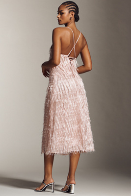 En Saison - Lorelai Faux Feather Fringe Midi Dress
