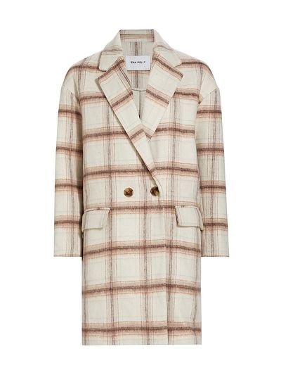 Ena Pelly Women's Plaid Wool-Blend Oversized Double-Breasted Coat