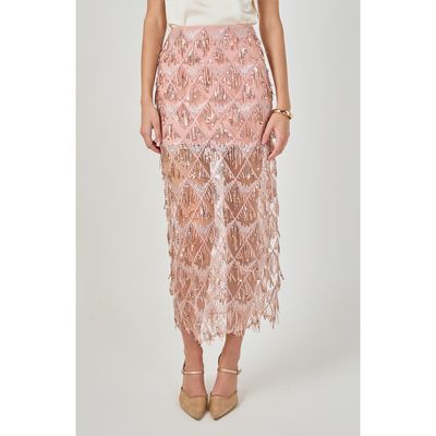 Endless Rose Endless Rose Beaded Fringe Sequin Maxi Skirt