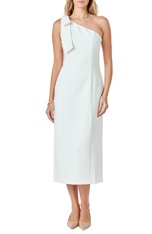 Endless Rose Endless Rose Bow Accent One-Shoulder Midi Dress