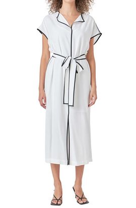 Endless Rose Endless Rose Contrast Binding Tie Belt Midi Dress