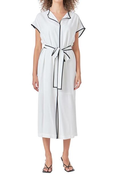 Endless Rose Endless Rose Contrast Binding Tie Belt Midi Dress