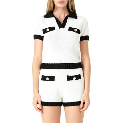 Endless Rose Endless Rose Contrast Detail Short Sleeve Sweater