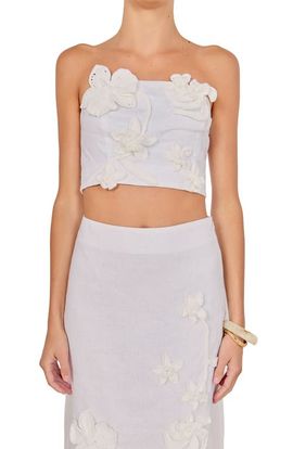 Endless Rose Endless Rose Crochet Flower Linen Bandeau Top