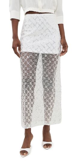 endless rose endless rose Embellished Mesh Maxi Skirt White