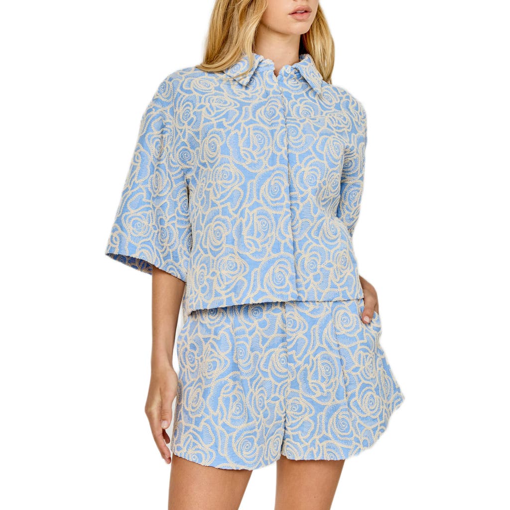 Endless Rose Endless Rose Embroidered Crop Cotton Blend Button-Up Shirt