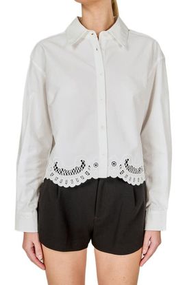 Endless Rose Endless Rose Embroidered Hem Button-Up Shirt
