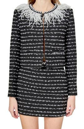 Endless Rose Endless Rose Feather Trim Tweed Jacket