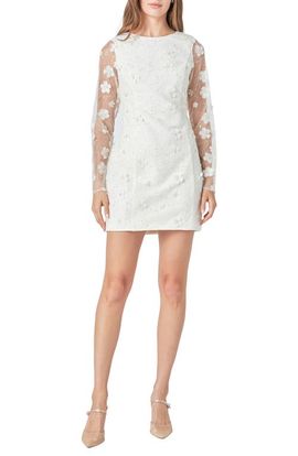 Endless Rose Endless Rose Floral Appliqué Beaded Long Sleeve Minidress