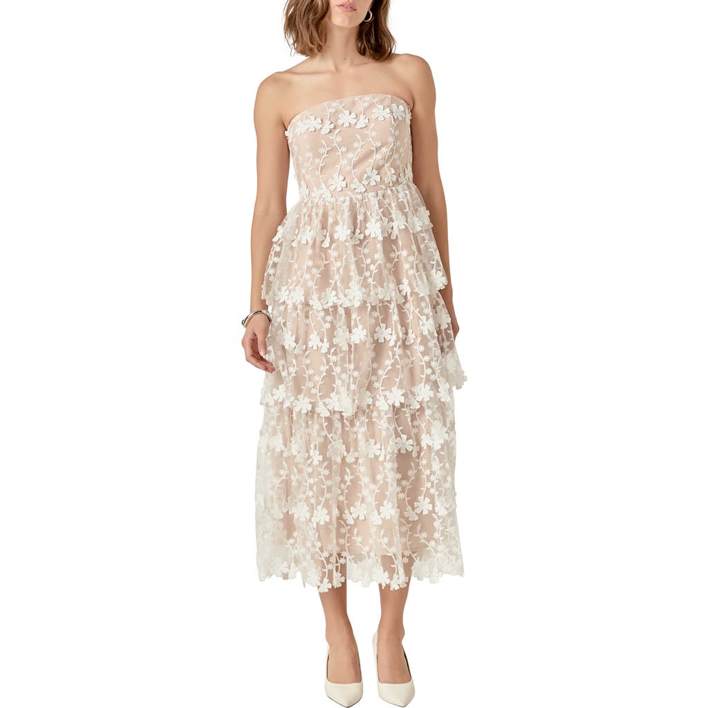 Endless Rose Endless Rose Floral Appliqué Strapless Dress