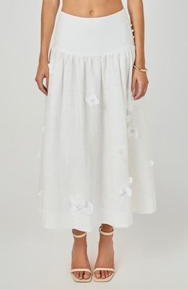 Endless Rose Endless Rose Floral Detail Linen Midi Skirt