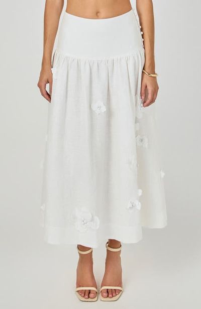 Endless Rose Endless Rose Floral Detail Linen Midi Skirt