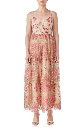 Endless Rose Endless Rose Floral Embroidered Tiered Maxi Dress