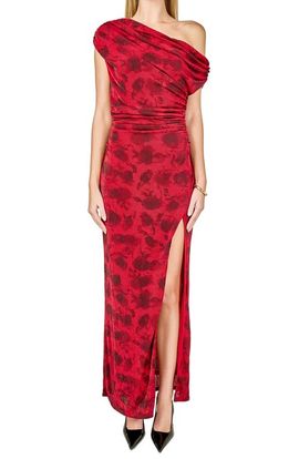 Endless Rose Endless Rose Floral Mesh One-Shoulder Maxi Dress