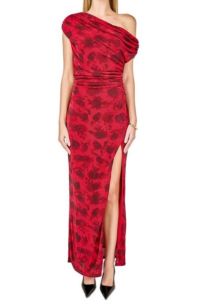 Endless Rose Endless Rose Floral Mesh One-Shoulder Maxi Dress