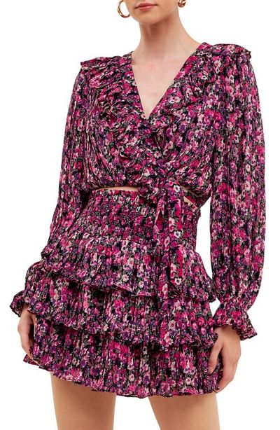 Endless Rose Endless Rose Floral Ruffle Wrap Crop Top