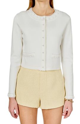Endless Rose Endless Rose Flower & Bead Trim Cardigan