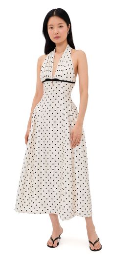 endless rose endless rose Halter Neck Polka-Dot Maxi Dress Off White