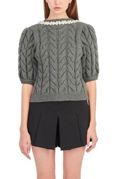 Endless Rose Endless Rose Imitation Pearl Trim Sweater