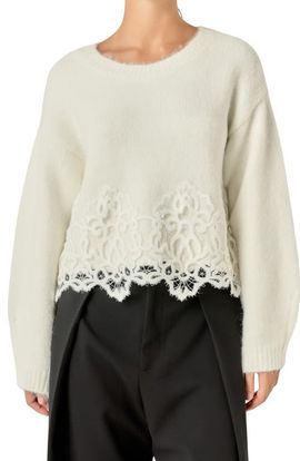 Endless Rose Endless Rose Lace Hem Sweater