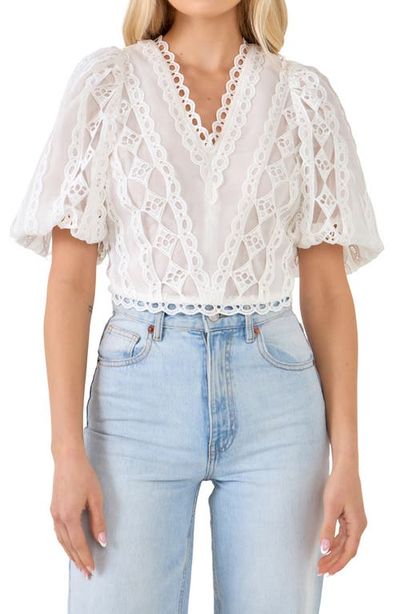 Endless Rose Endless Rose Lace Puff Sleeve Crop Top