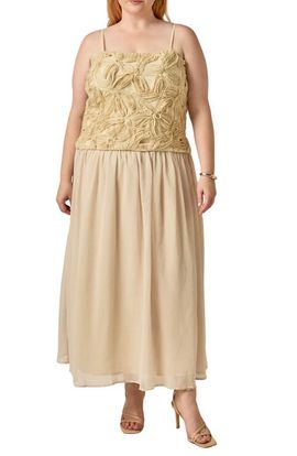 Endless Rose Endless Rose Mixed Media Appliqué Maxi Dress