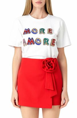 Endless Rose Endless Rose More Amore Embellished Cotton Graphic Shirt