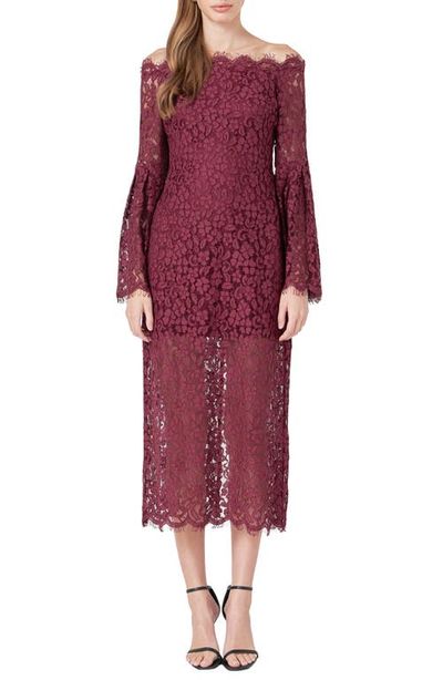 Endless Rose Endless Rose Off the Shoulder Long Sleeve Lace Maxi Dress